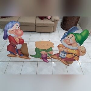 Disney's Snow White & The Seven Dwarves Doc, Dopey & Grump Cardboard Standee 90s
